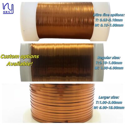 UL Certificate 0.8X3.0mm AIW Polyimide Imide Enamelled Flat Copper Wire for Automotive Winding